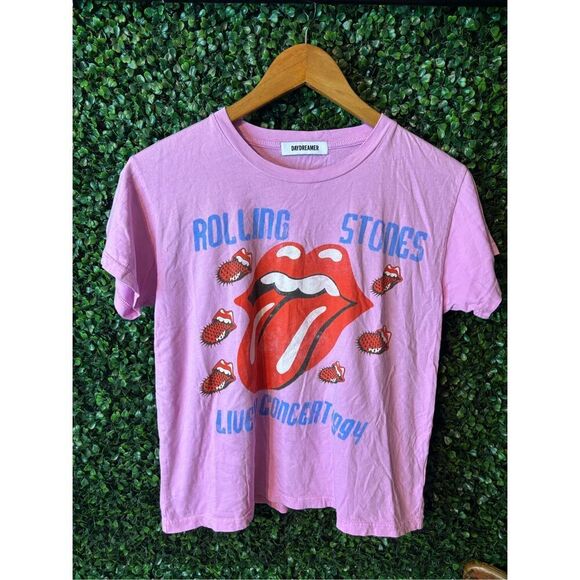 Daydreamer Pink Rolling Stones Short Sleeve Tee sz XS - Picture 1 of 3